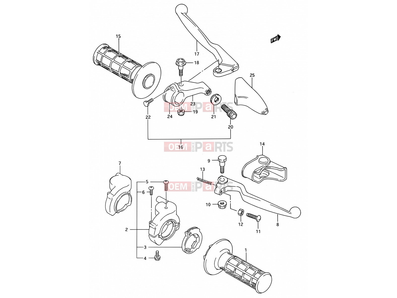 SUZUKI RM250 S (1995) (E03,E28,E33) 26A - HANDLE SWITCH (MODEL S)