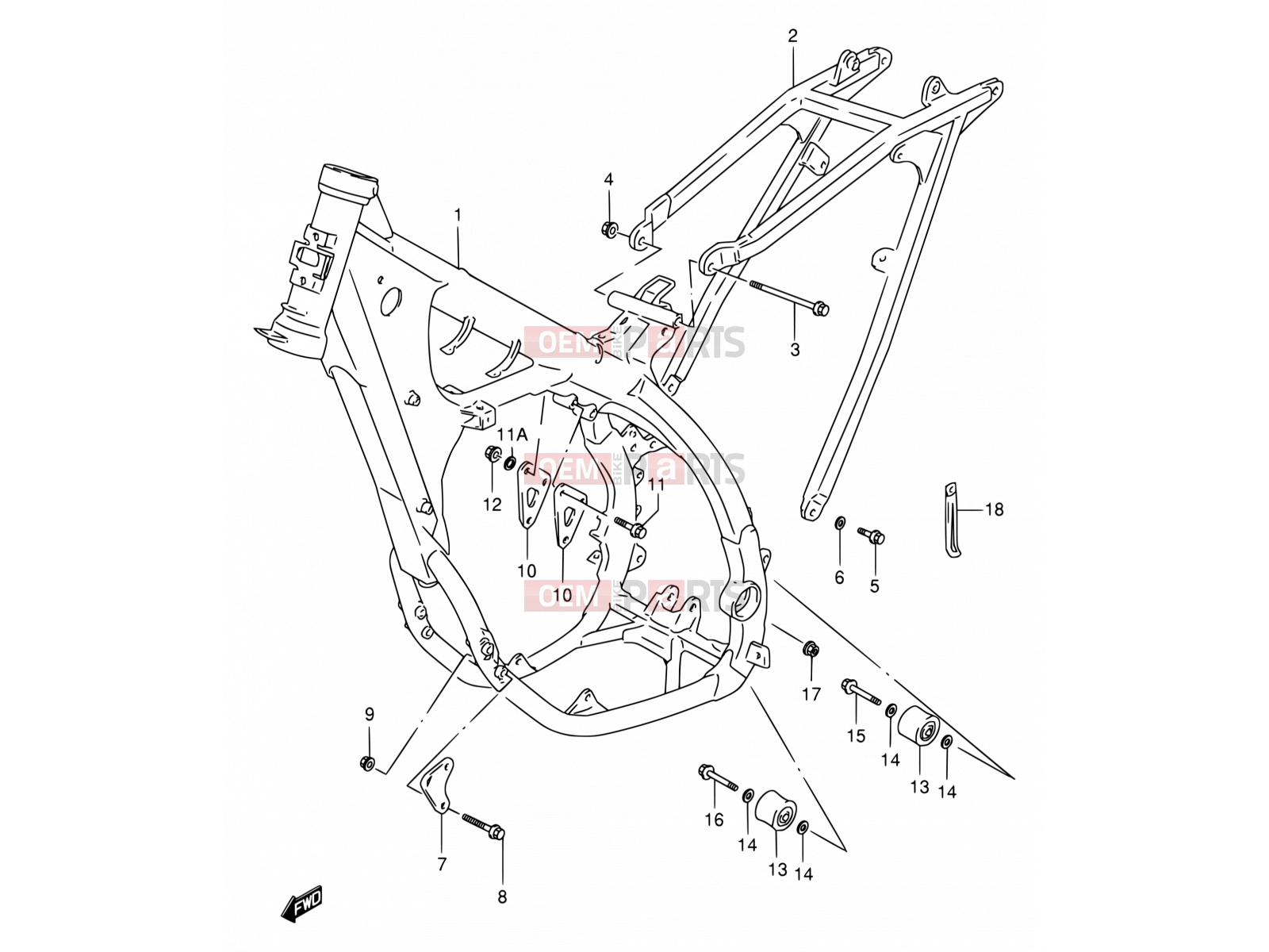SUZUKI RM250 X (1999) (E02) 16 - FRAME
