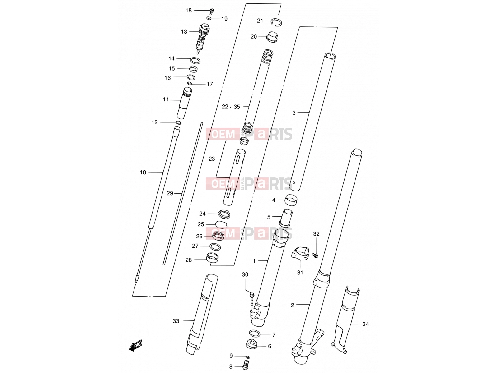 SUZUKI RM250 V (1997) (E03,E28,E33) 28A - FRONT DAMPER (MODEL V)