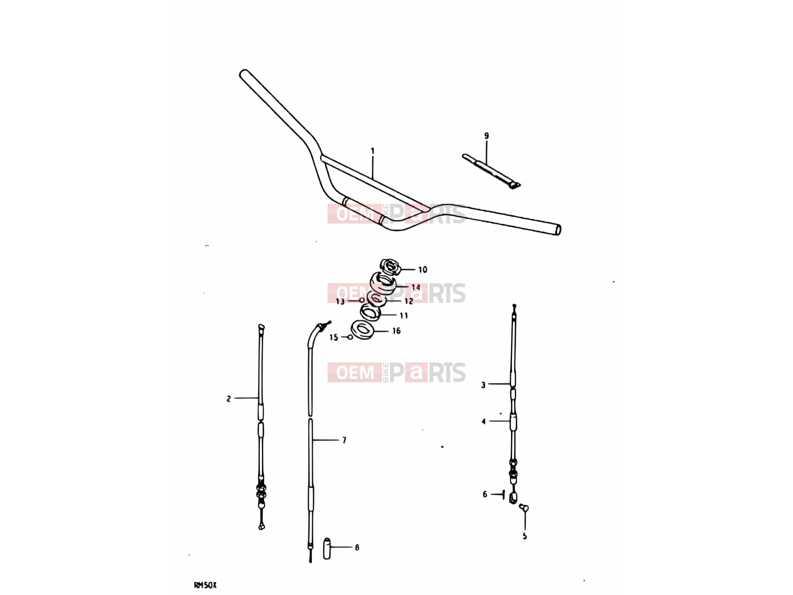 SUZUKI RM50 X (1999) 33 - HANDLEBAR - CONTROL CABLE