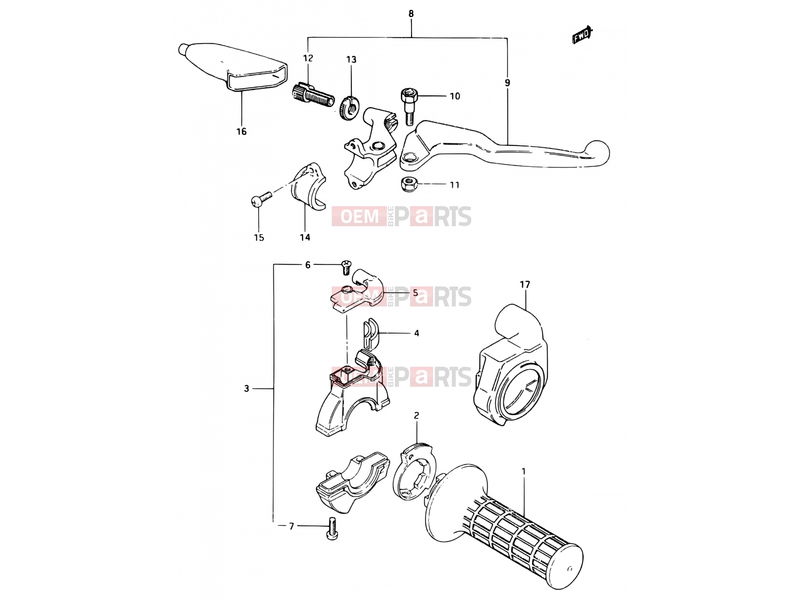 SUZUKI RM500 D (1983) 29 - RIGHT HANDLE SWITCH