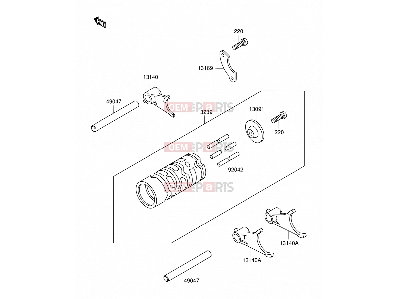 SUZUKI RM60 K3 (2003) (E28) 8 - GEAR CHANGE DRUM/SHIFT FORK