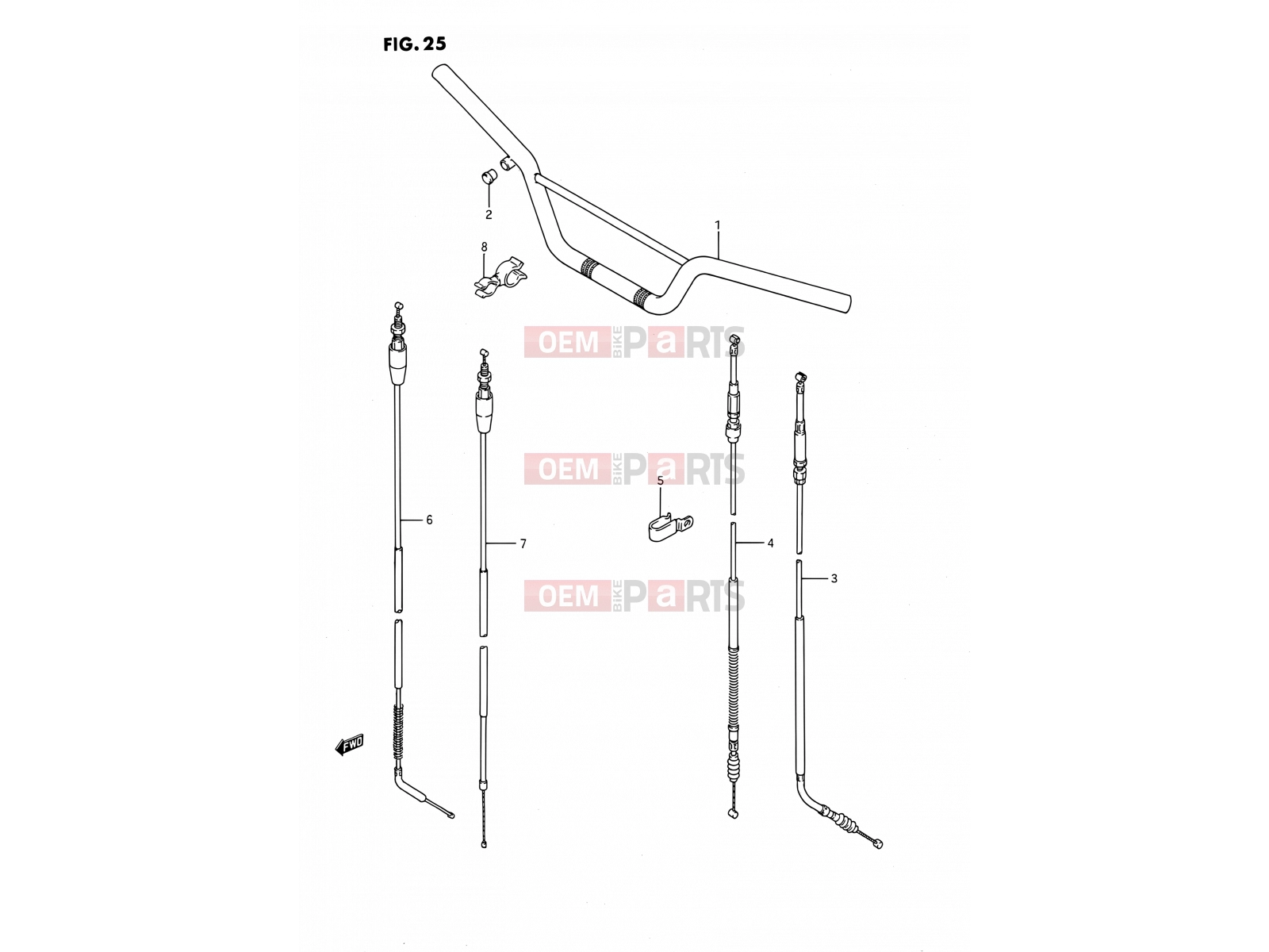 SUZUKI RM80 L (1990) (E24) 25 - HANDLEBAR - CONTROL CABLE