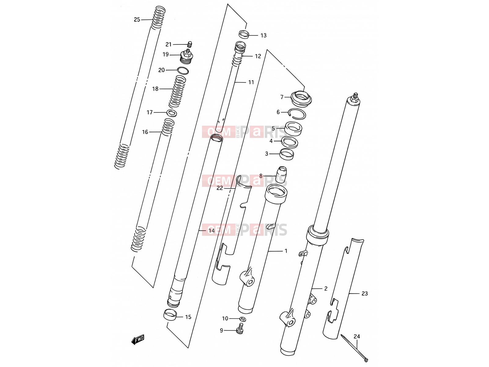 SUZUKI RM80 K (1989) (E03,E28,E33) 23A - FRONT FORK (MODEL K)