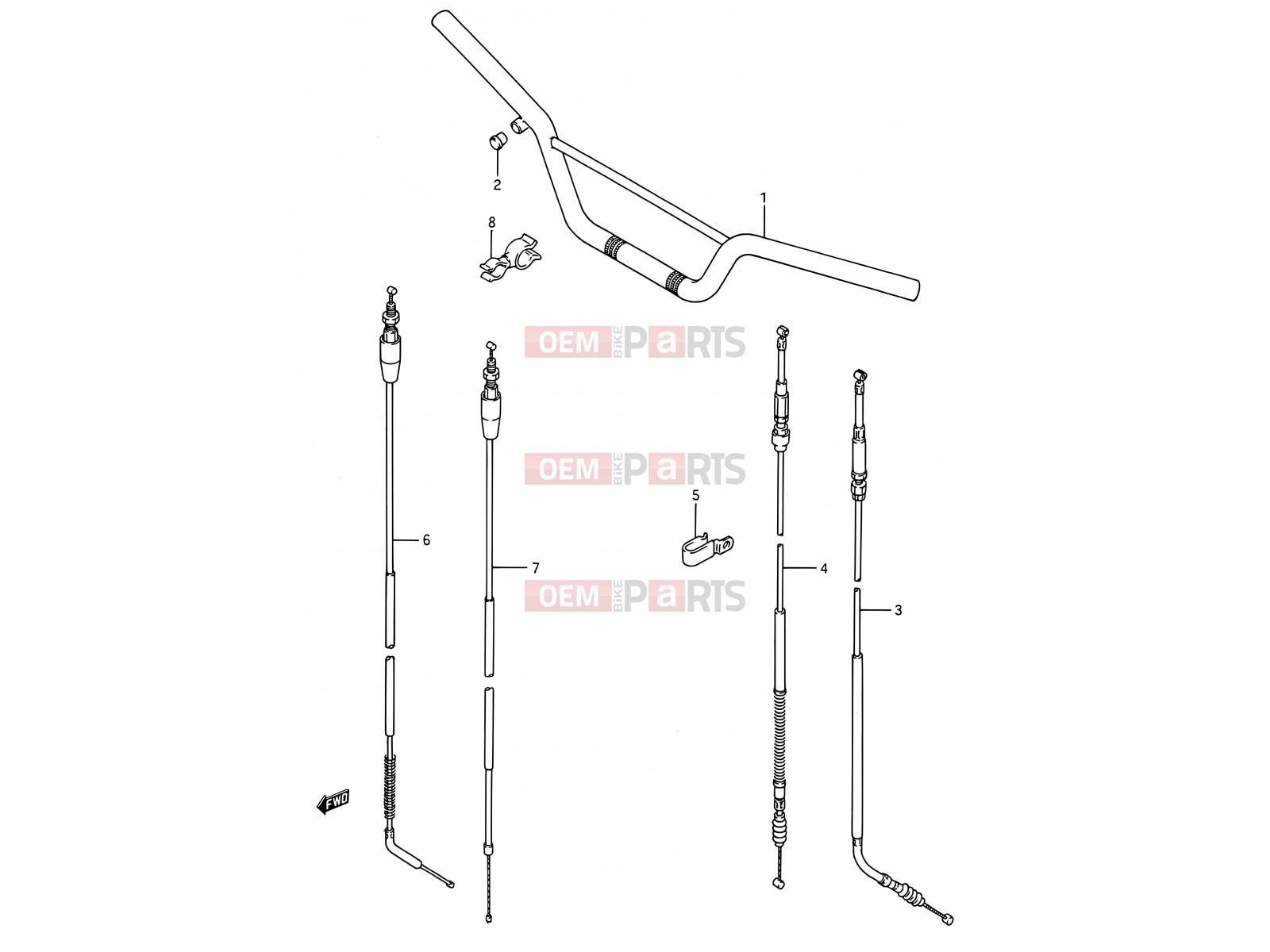SUZUKI RM80 P (1993) (E03,E28,E33) 27 - HANDLEBAR - CONTROL CABLE
