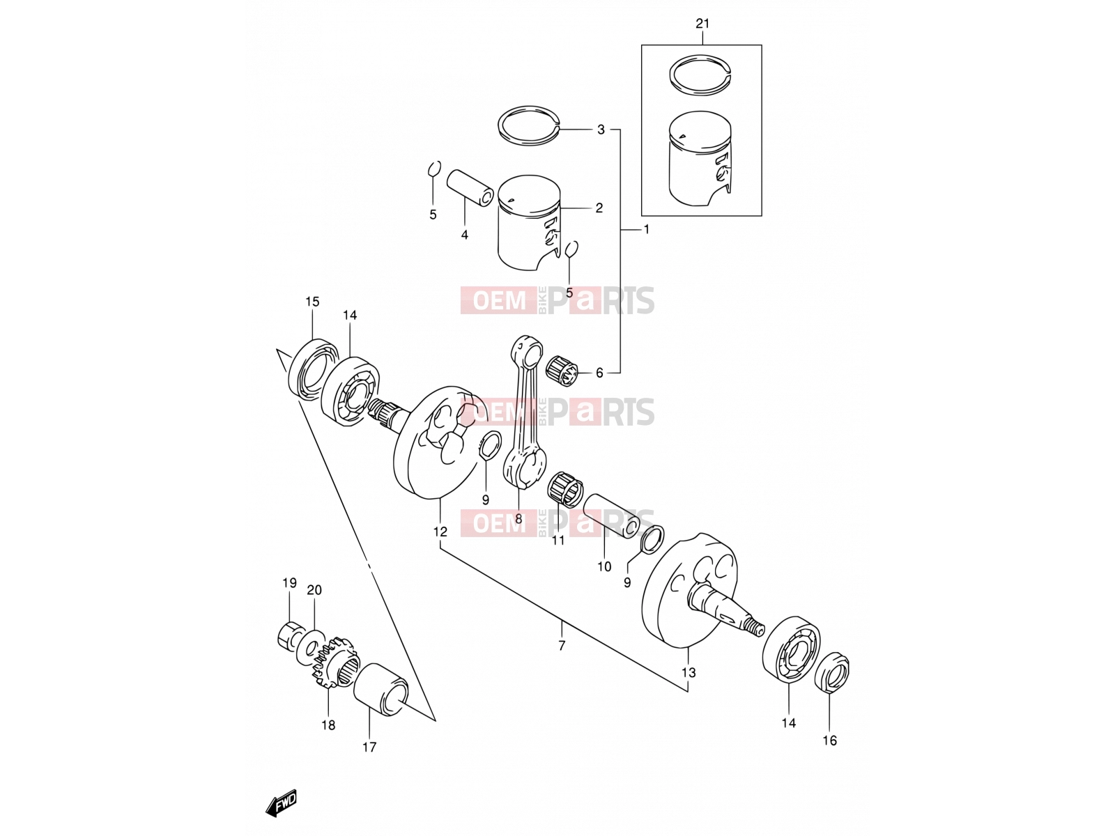 SUZUKI RM80 X (1999) (E24) 5 - CRANKSHAFT