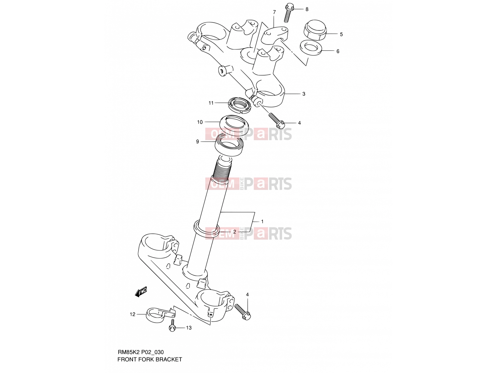 SUZUKI RM85 K2 (2002) (P02) 30 - FRONT FORK BRACKET