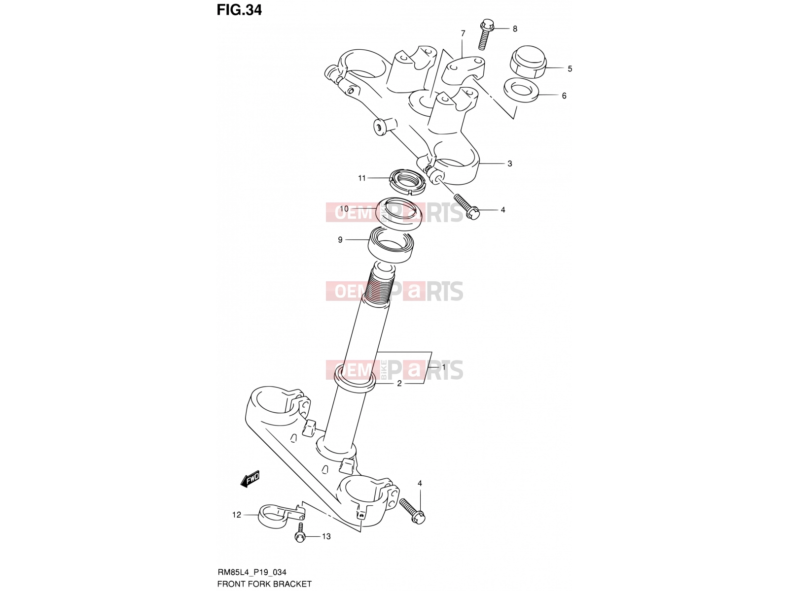 SUZUKI RM85L L4 (2014) (P19) 34 - FRONT FORK BRACKET