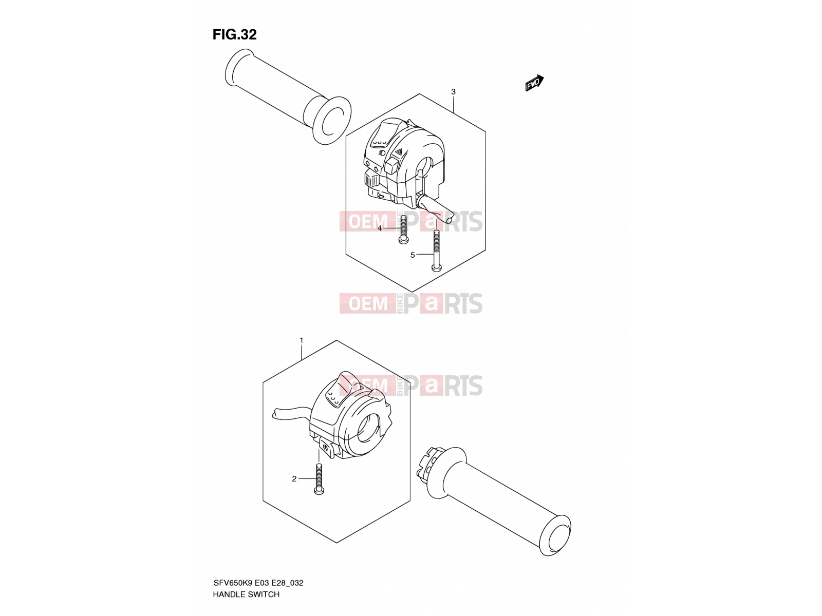 SUZUKI SFV650 K9 (2009) Gladius (E03,E28,E33) 32 - HANDLE SWITCH