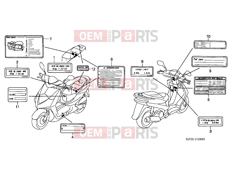 HONDA SES1252 Dylan 125 2002 F-29 WARNING LABEL