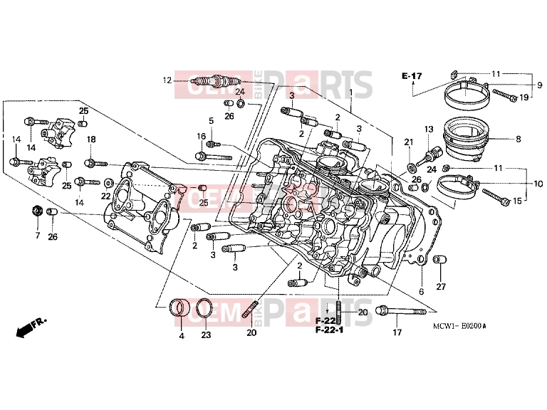 HONDA VFR8002 INTERCEPTOR 2002 E-2 CYLINDER HEAD (FRONT)