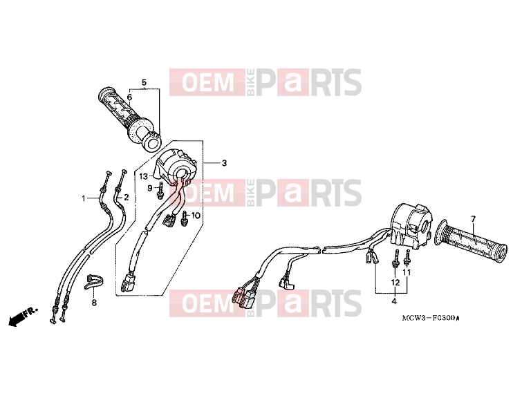 HONDA VFR8002 INTERCEPTOR 2002 F-3 SWITCH / CABLE