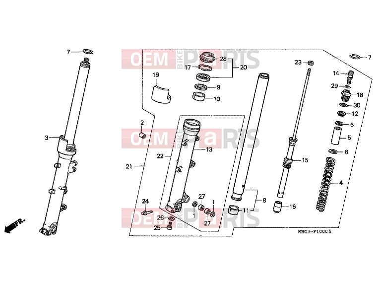 HONDA VFR800FIY INTERCEPTOR 2000 F-10 FRONT FORK