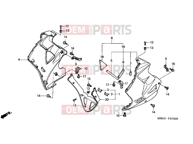 HONDA VFR800FIY INTERCEPTOR 2000 F-37 LOWER ENGINE