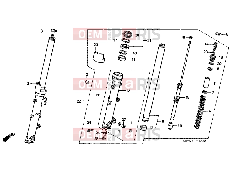 HONDA VFR800A3 INTERCEPTOR ABS 2003 F-10 FRONT FORK