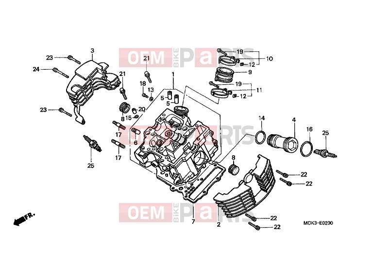 HONDA VT1100C2Y Shadow 2000 E-2 CYLINDER HEAD (FRONT)