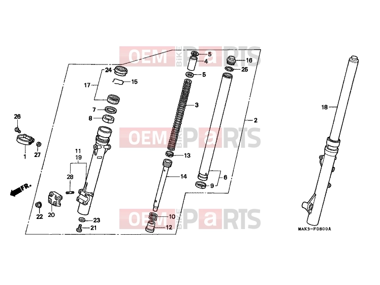 HONDA FX650Y FX650 2000 F-8 FRONT FORK