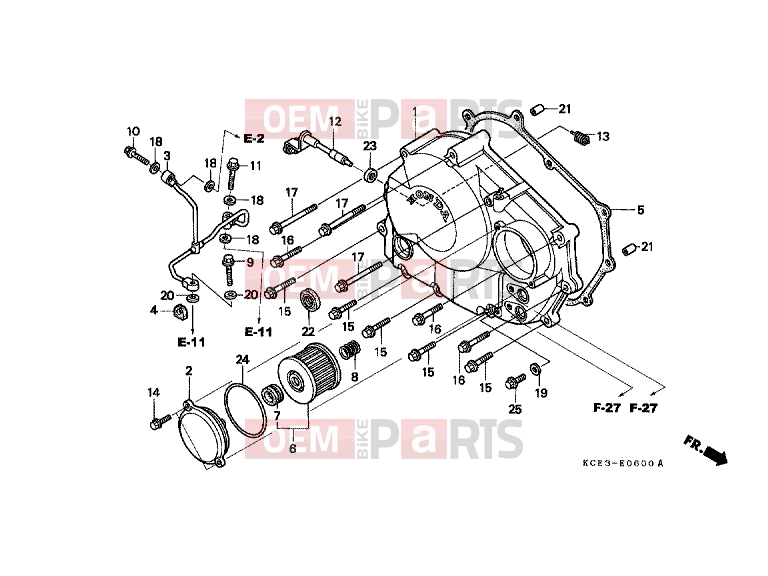 HONDA XR250RT XR250R 1996 E-6 RIGHT CRANKSHAFT COVER
