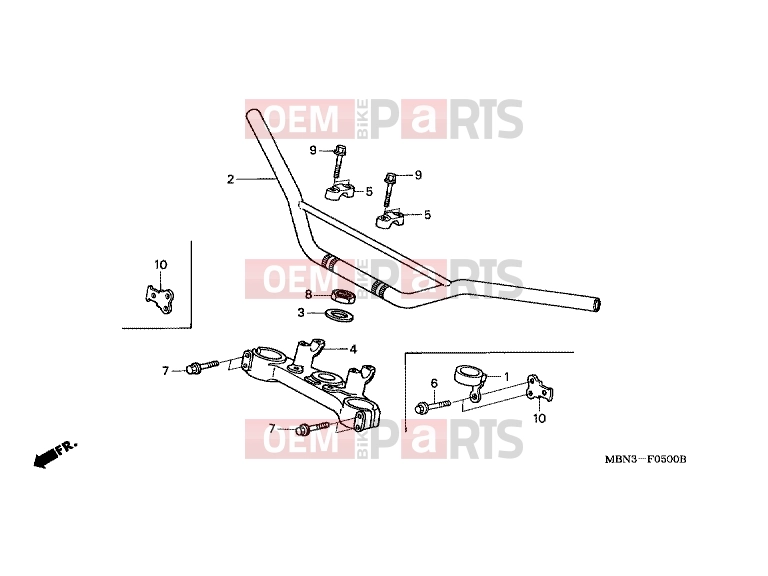 HONDA XR650R3 XR650R 2003 F-5 STEERING BAR TUBE / UPPER BRIDGE