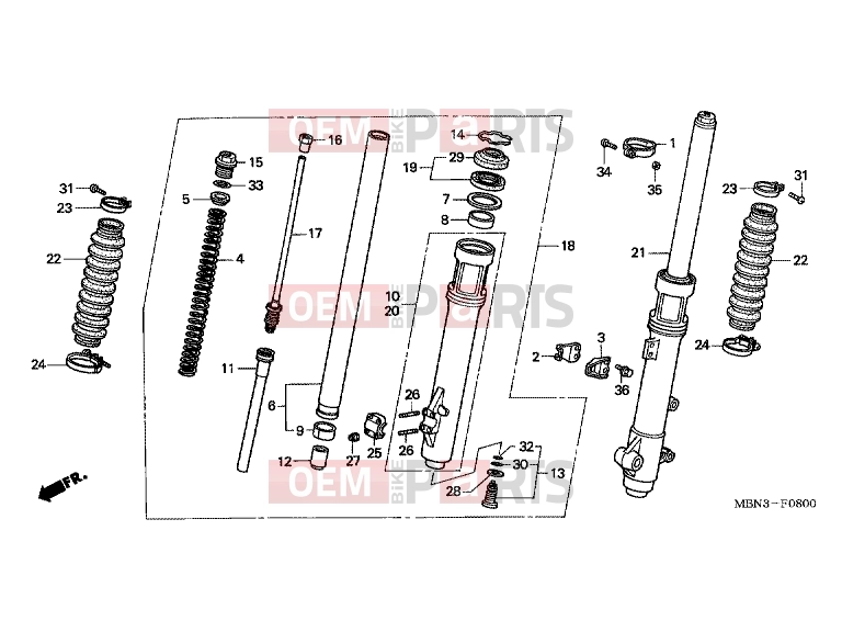 HONDA XR650R3 XR650R 2003 F-8 FRONT FORK