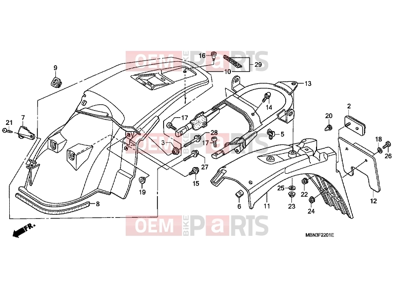 HONDA XR650R3 XR650R 2003 F-22-1 REAR FENDER (DK / ED / U)