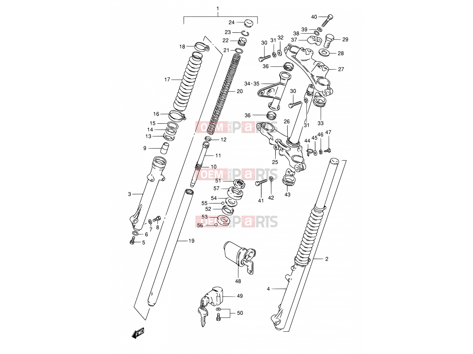 SUZUKI TS125ERC R (1994) 55 - FRONT FORK