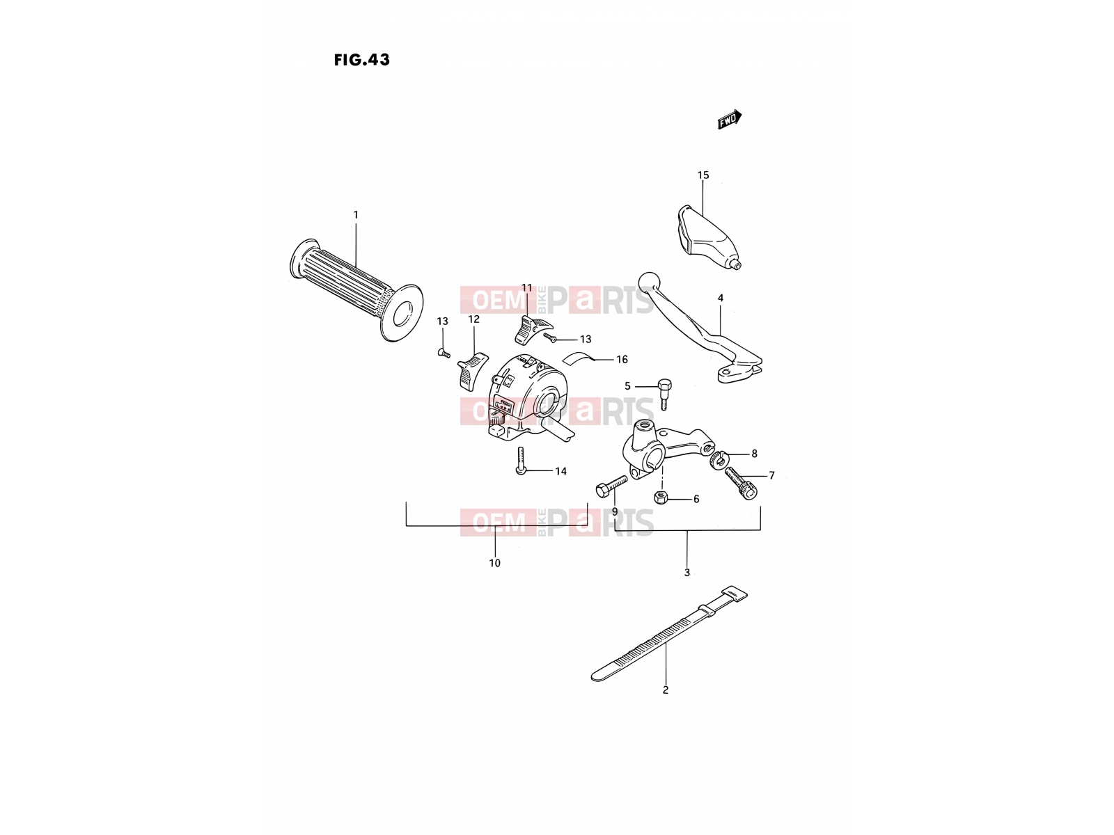 SUZUKI TS185ER N (1992) 43 - LEFT HANDLE SWITCH