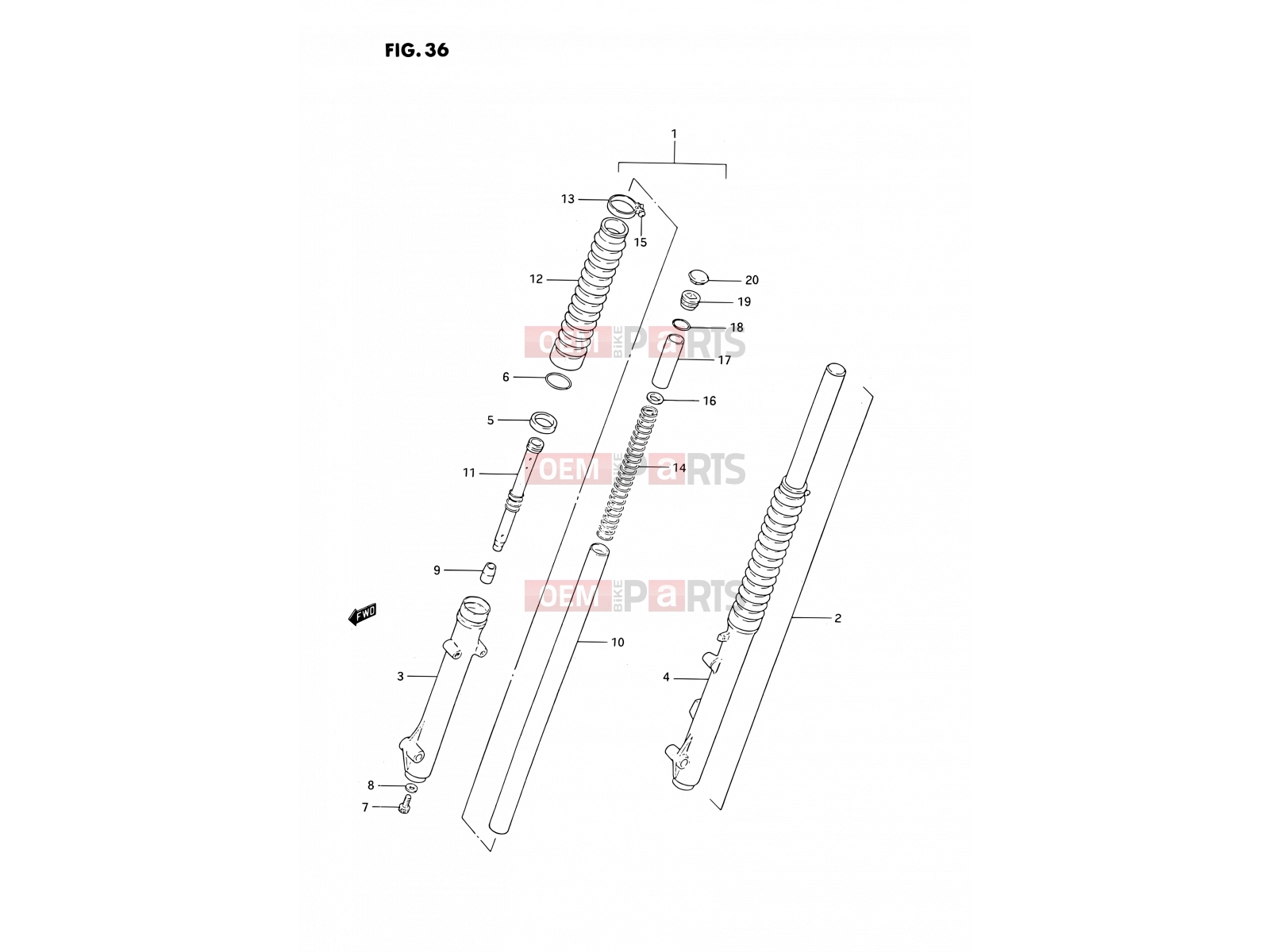 SUZUKI TS185ER N (1992) 36 - FRONT FORK
