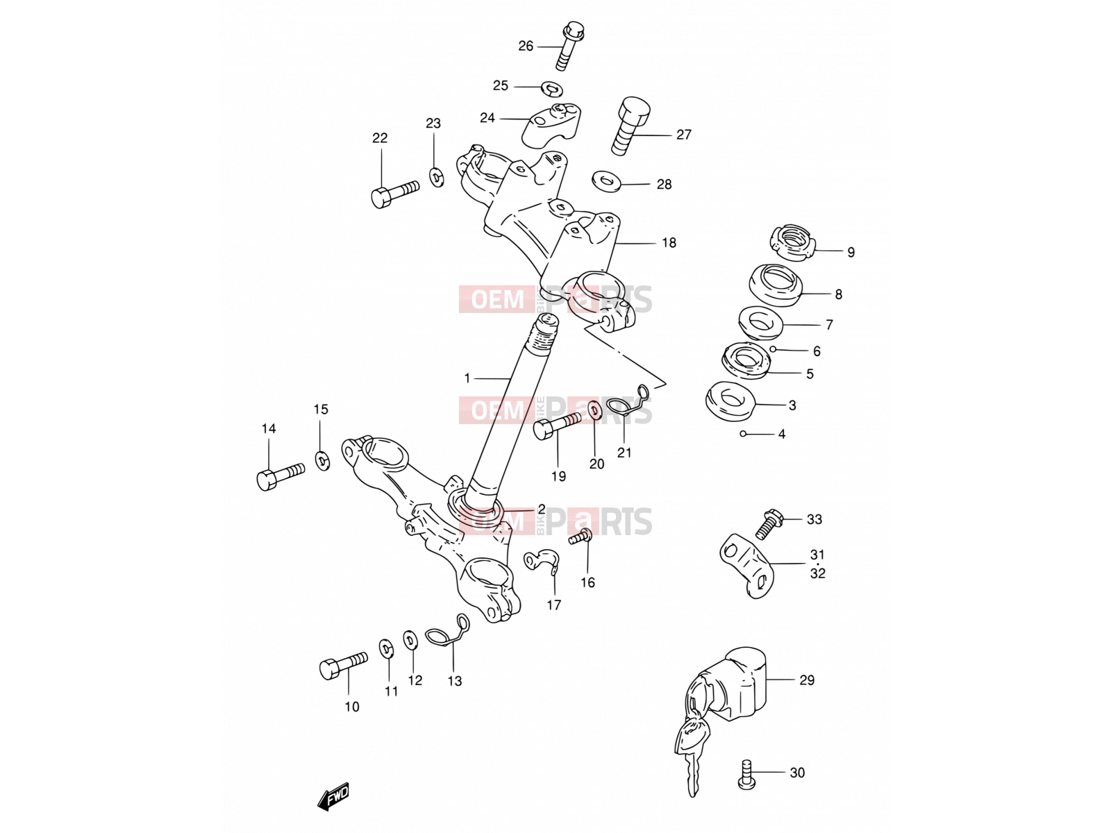 SUZUKI TS185ERC V (1997) 36B - STEERING STEM (MODEL K1 E71)