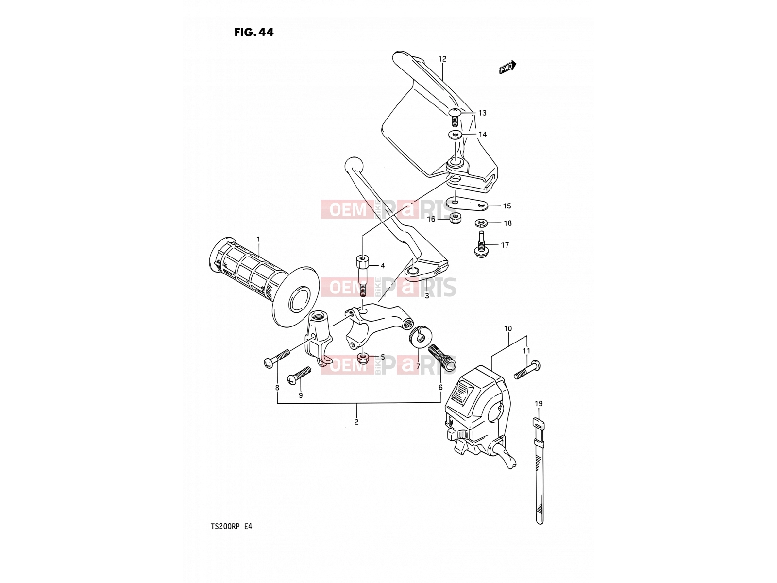 SUZUKI TS200R N (1992) (E02,E04,E24) 44 - LEFT HANDLE SWITCH