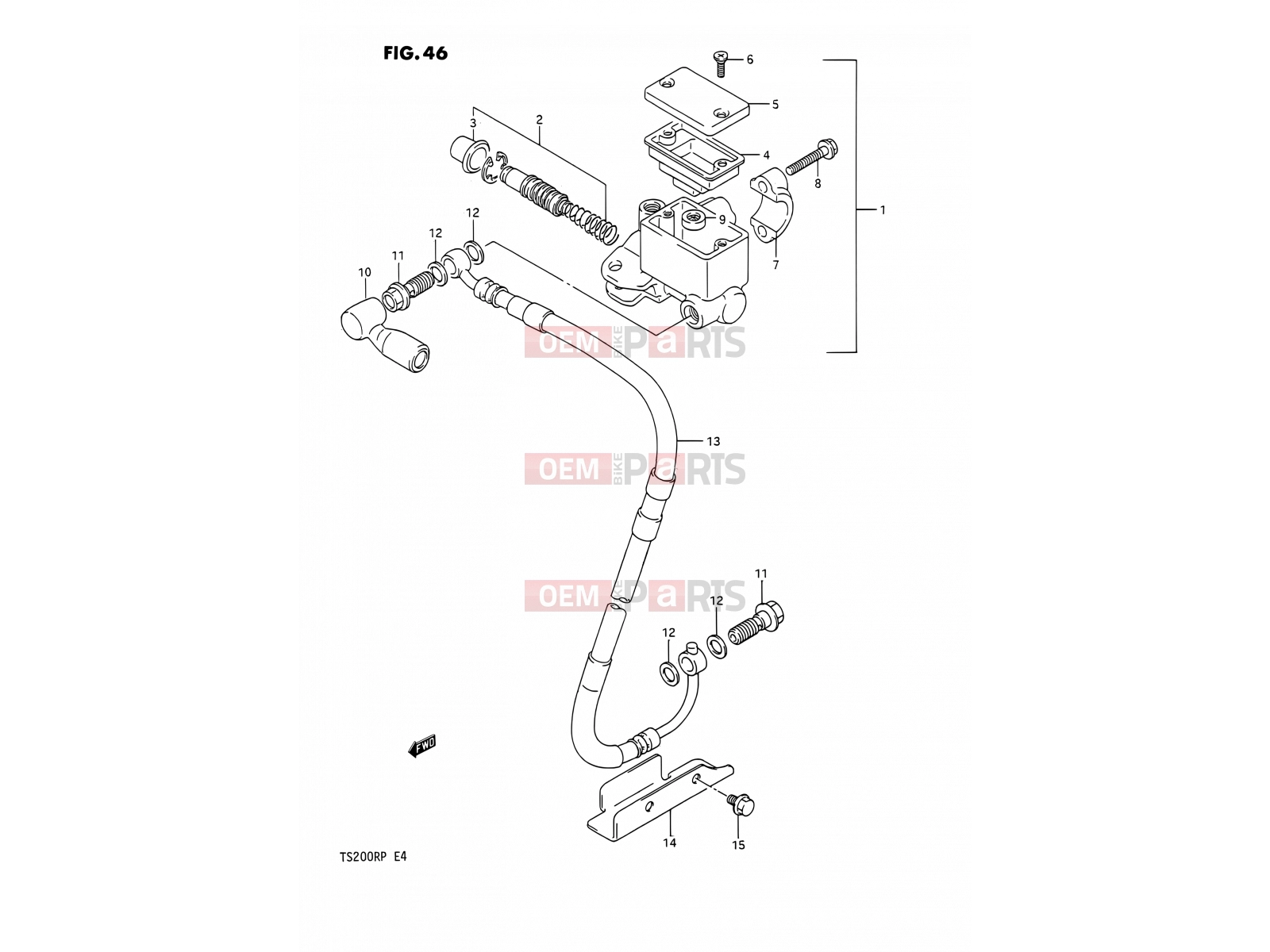 SUZUKI TS200R P (1993) (E04,E24) 46 - FRONT MASTER CYLINDER (E02,E04)