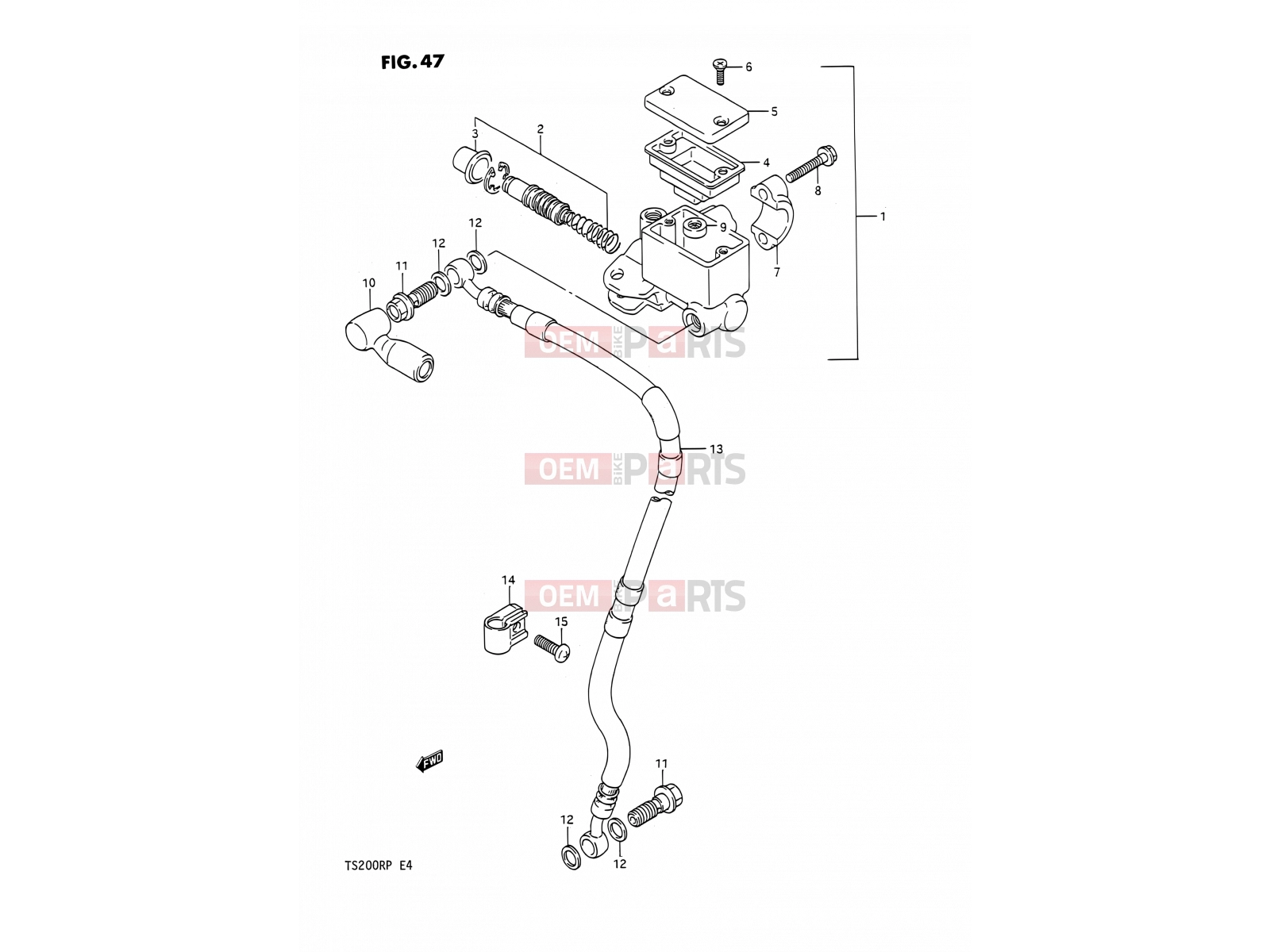 SUZUKI TS200R P (1993) (E04,E24) 47 - FRONT MASTER CYLINDER (E24)