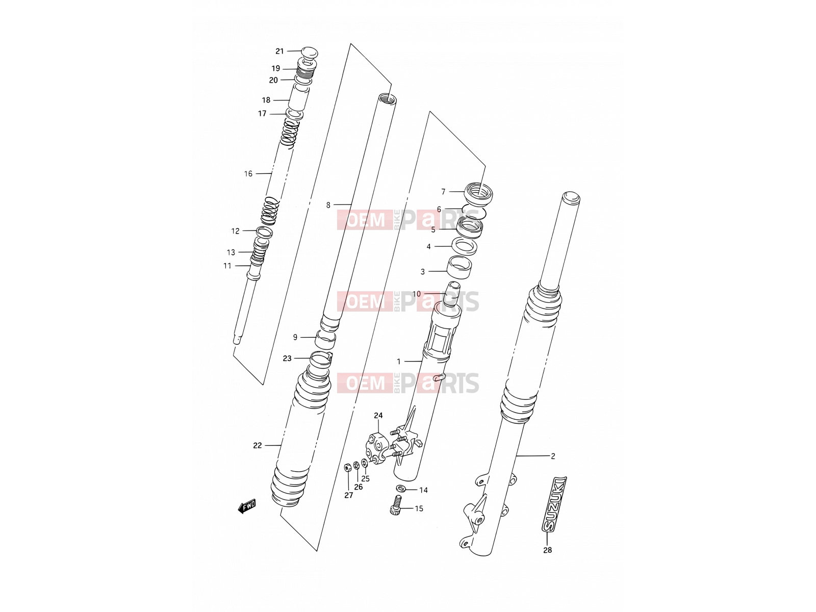 SUZUKI TS200R M (1991) (E03,E28,E33) 33 - FRONT DAMPER