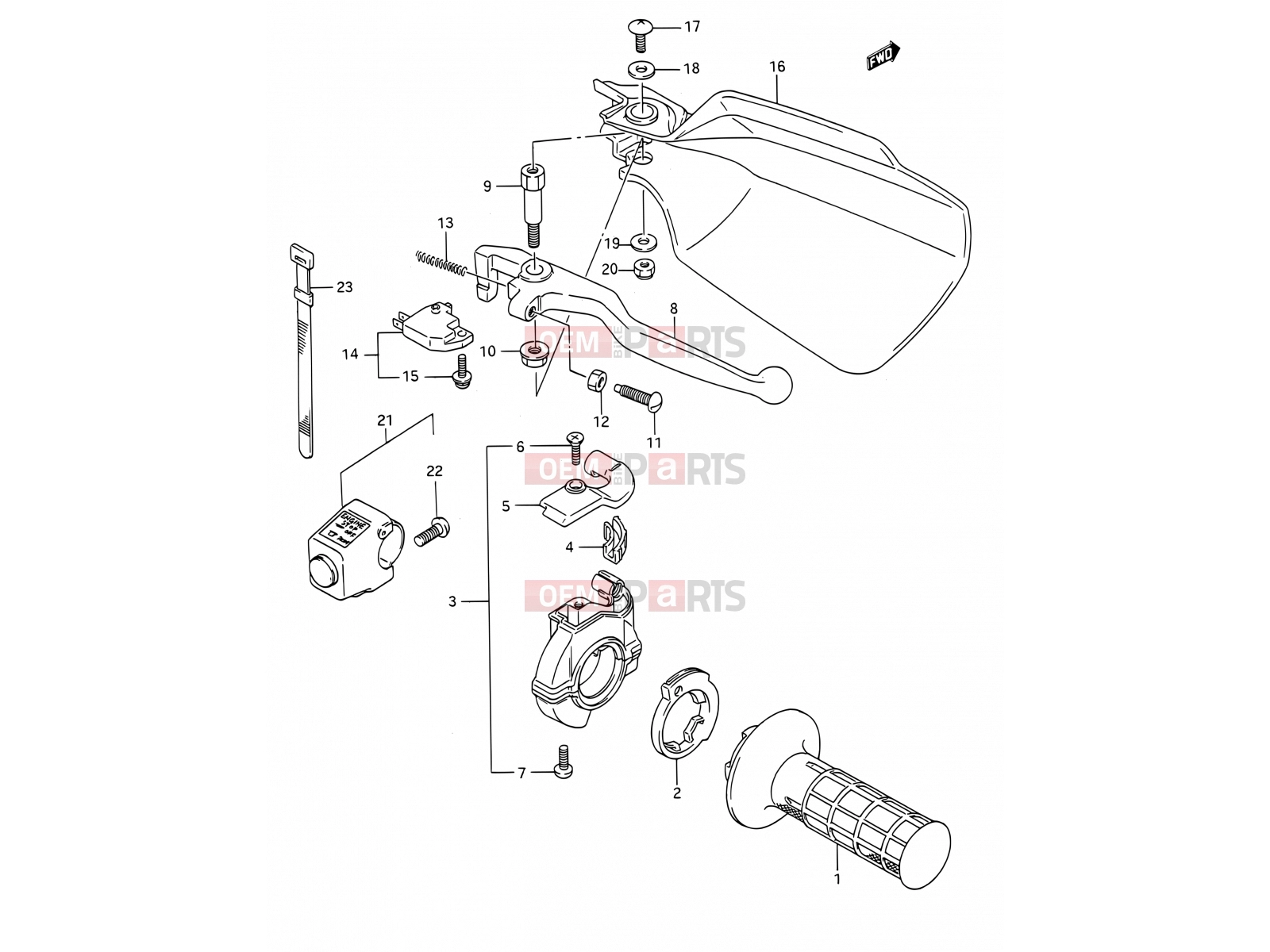 SUZUKI TS200R P (1993) (E03,E28,E33) 39 - RIGHT HANDLE SWITCH