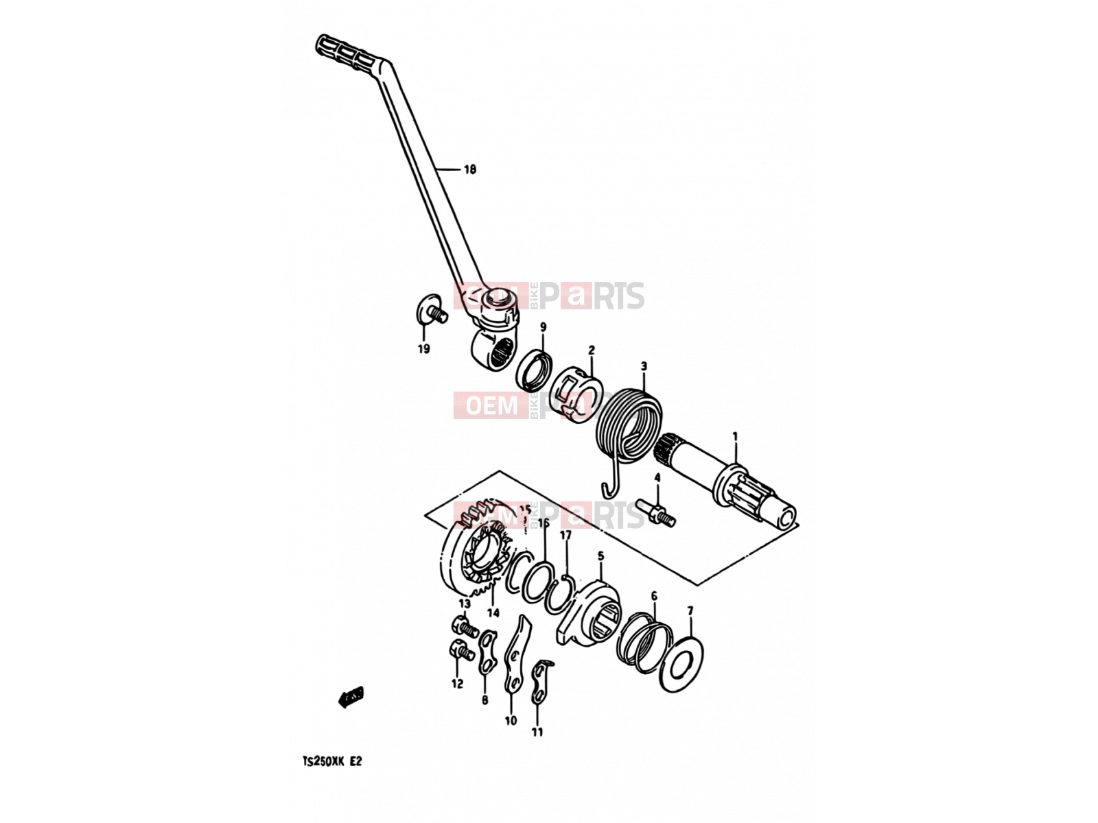 SUZUKI TS250X E (1984) 18 - KICK STARTER