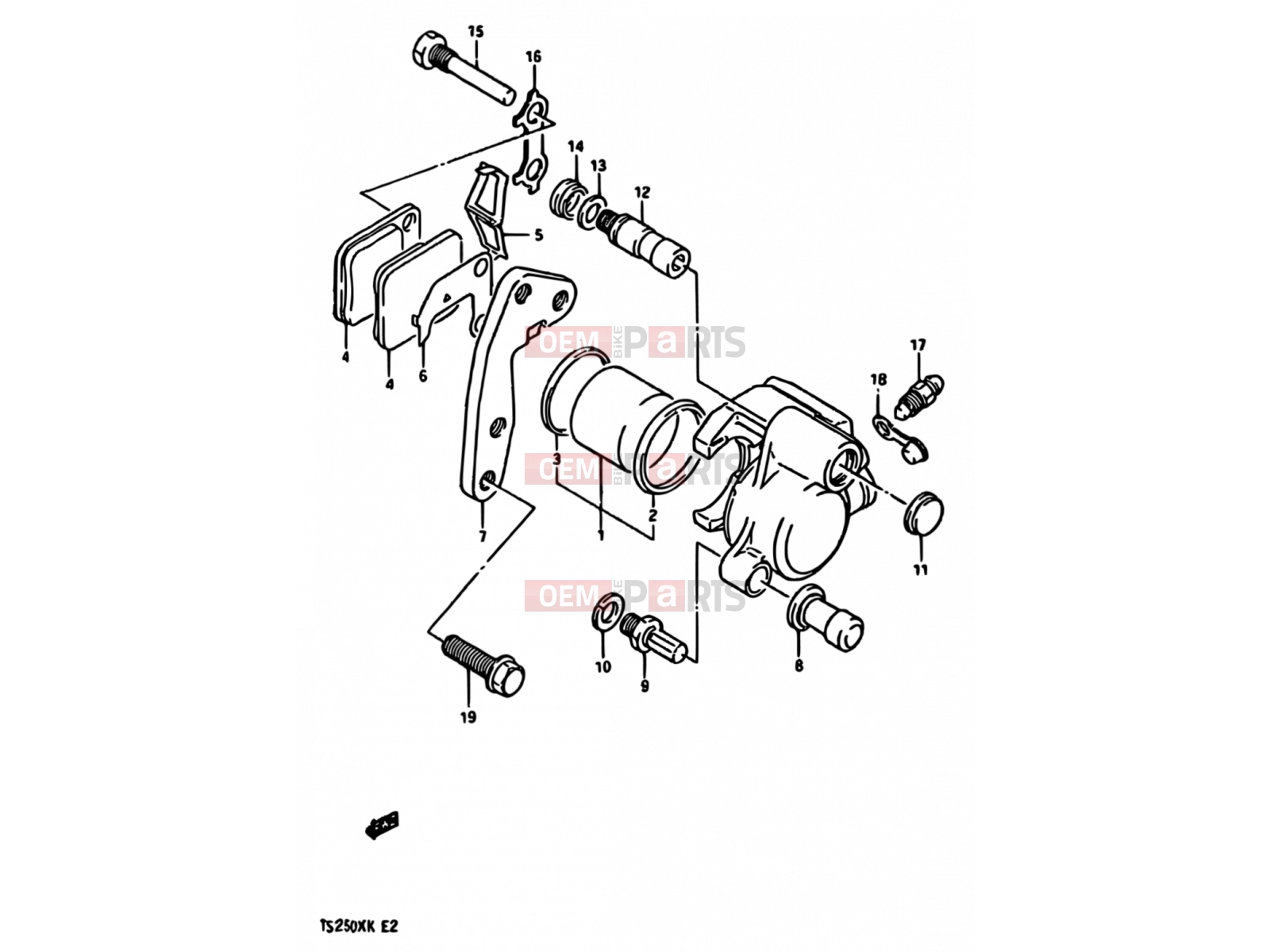SUZUKI TS250X E (1984) 54 - FRONT CALIPERS