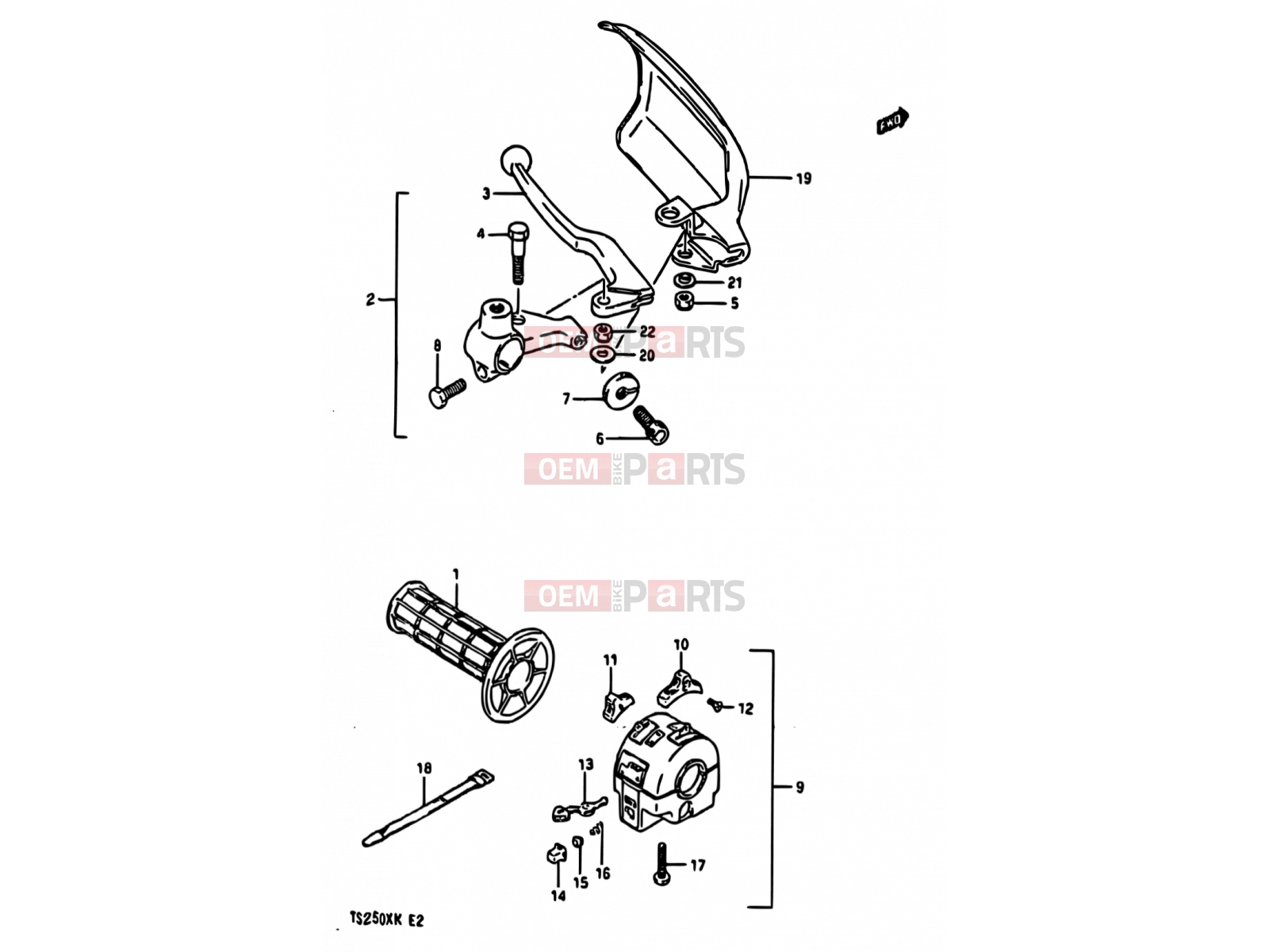 SUZUKI TS250X H (1987) 52 - LEFT HANDLE SWITCH (MODEL H/J E01,E02,E21,E24,E25)