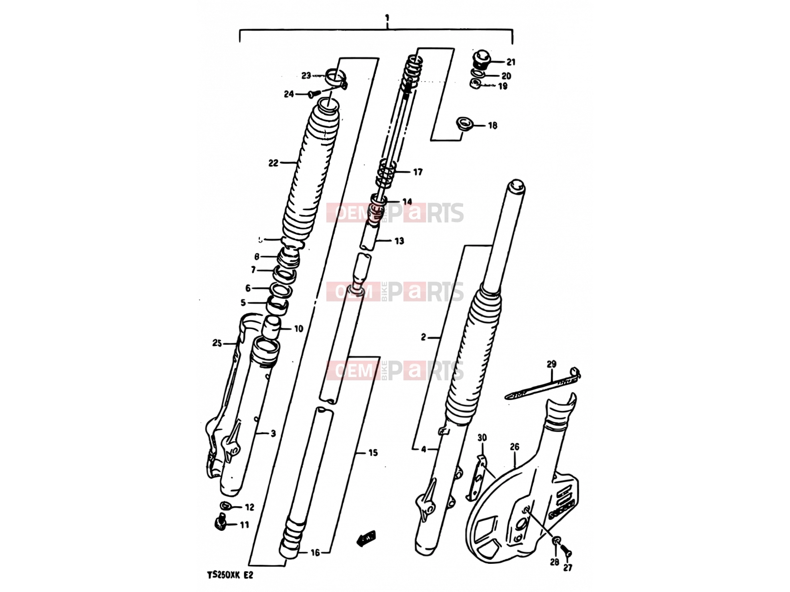 SUZUKI TS250X K (1989) 41A - FRONT FORK (MODEL K)