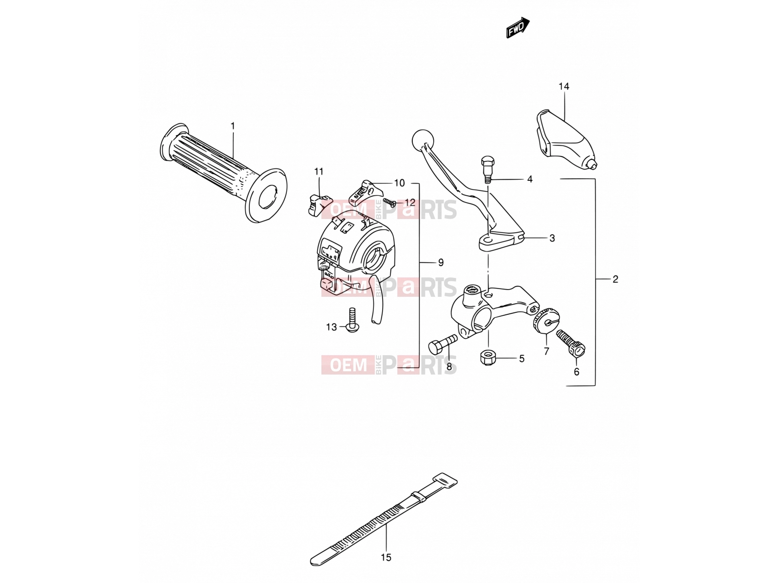 SUZUKI TS50W D (1983) 38 - LEFT HANDLE SWITCH