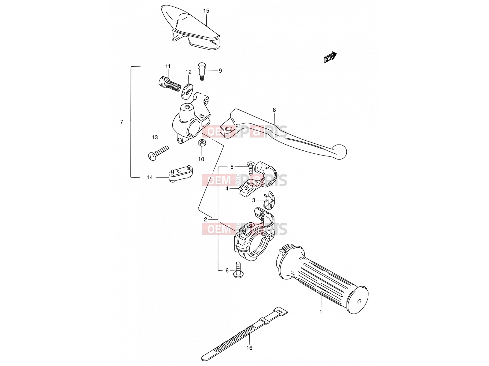 SUZUKI TS50W S (1995) 37 - RIGHT HANDLE SWITCH