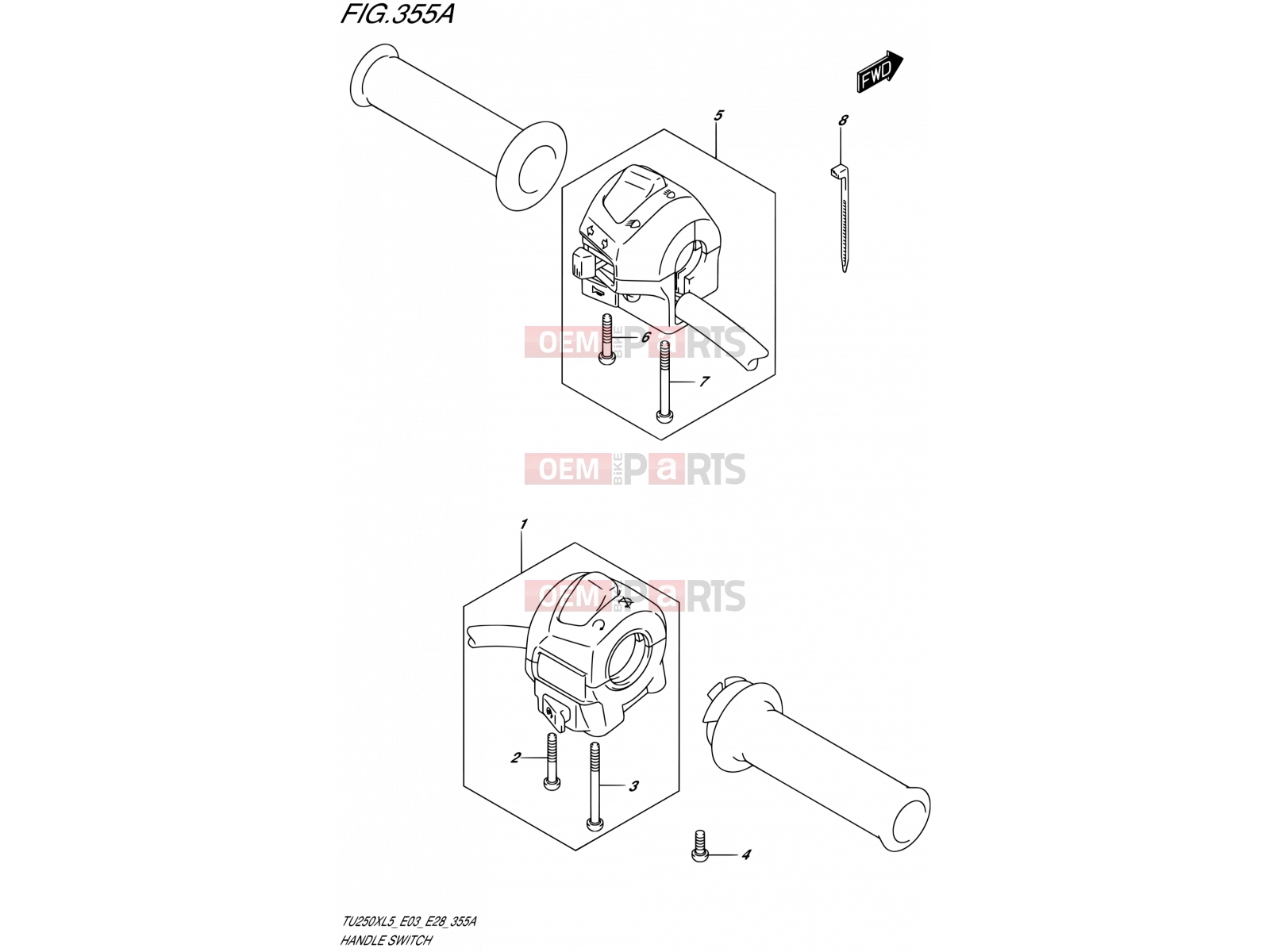 SUZUKI TU250X L5 (2015) (E03,E28,E33) 355A - HANDLE SWITCH