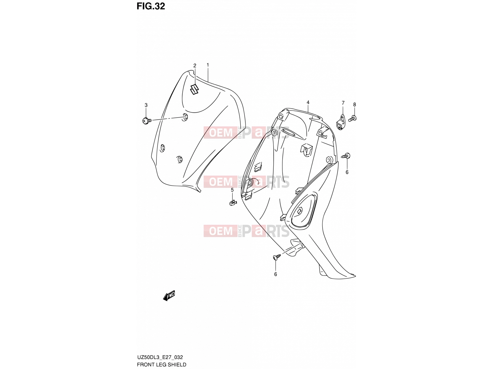 SUZUKI UZ50D L3 (2013) Lets (E27) 32 - FRONT LEG SHIELD