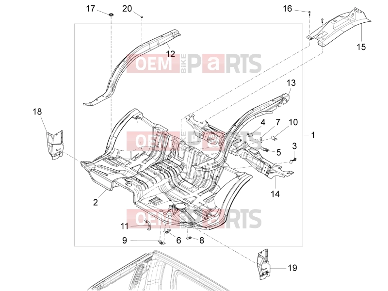 VEHICULE COMERCIALE PIAGGIO Quargo Quargo 2007-2017 FRAME - PLASTIC PARTS - COACHWORK » FRONT FLOORING PANEL