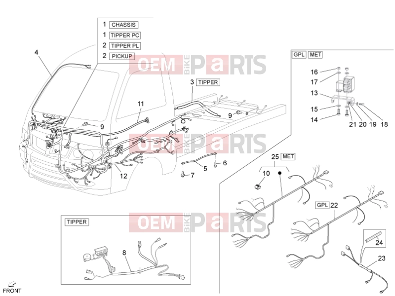 VEHICULE COMERCIALE PIAGGIO Benzina/GPL/Metano Maxi Porter MAXXI Multitech E4 2010 - E5 2013 - E5+ 2014 ELECTRICAL SYSTEM » MAIN CABLE HARNESS
