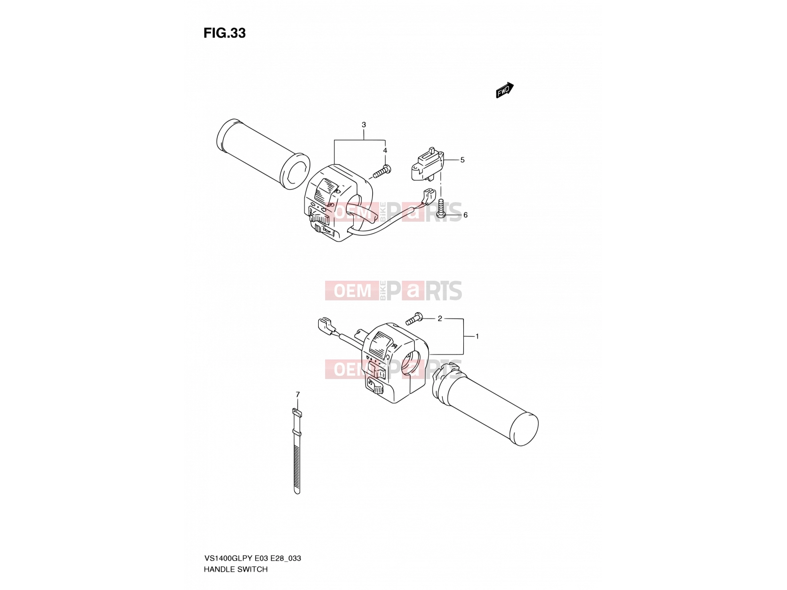 SUZUKI VS1400GLP T (1996) Intruder (E03,E28,E33) 33 - HANDLE SWITCH