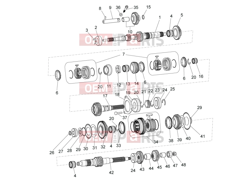 VEHICULE COMERCIALE PIAGGIO Benzina/GPL/Metano Standard Porter Multitech E4 2010 - E5 2013 - E5+ 2014 ENGINE » GEAR-BOX COMPONENTS
