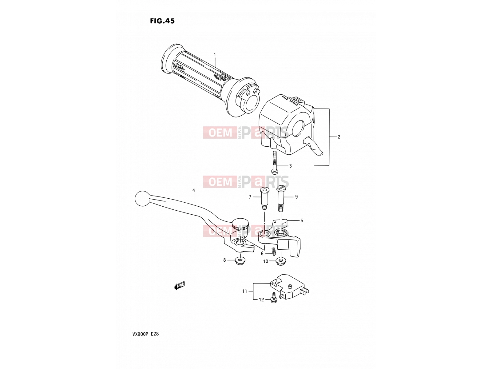 SUZUKI VX800 P (1993) 45 - RIGHT HANDLE SWITCH
