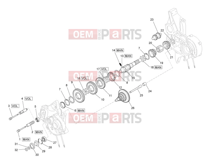 ape TM 703 2008-tól ENGINE » GEAR-BOX COMPONENTS