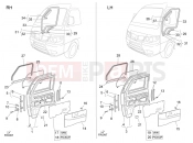 PIAGGIO-NUTZFAHRZEUGE Benzina/GPL/Metano Standard Porter Multitech E4 2010 - E5 2013 - E5+ 2014 FRAME - PLASTIC PARTS - COACHWORK » FRONT DOORS - GLASS